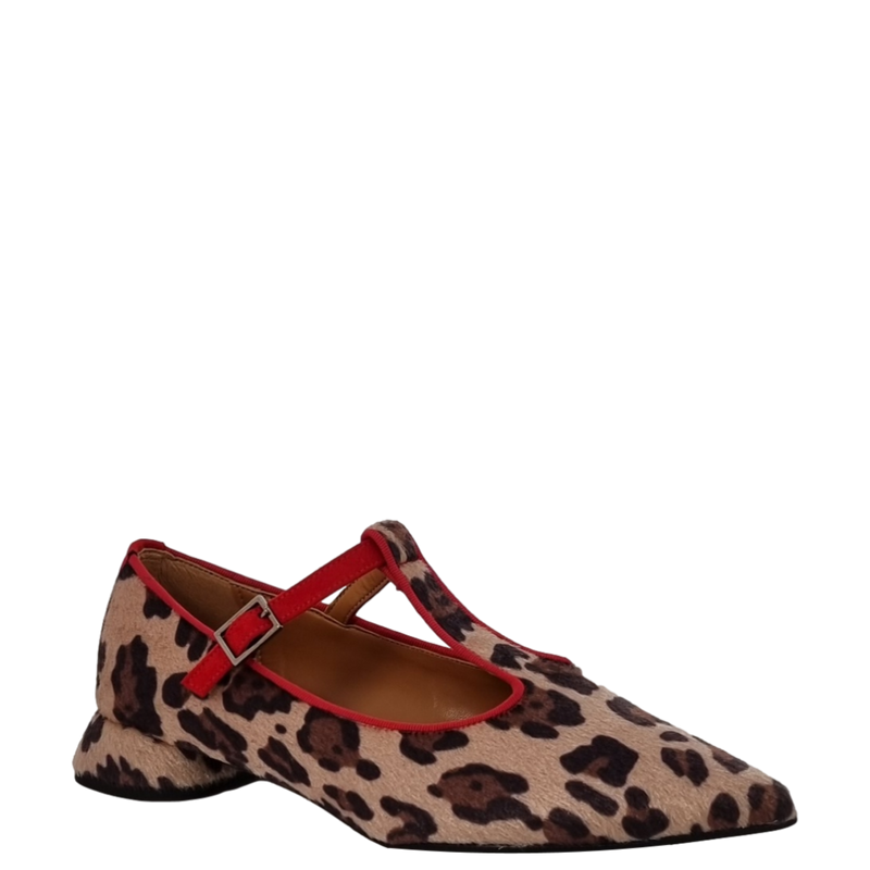 Ballerine animalier a punta con tacco a isola F W