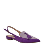 Ballerine bicolore camoscio viola e lilla con pon pon