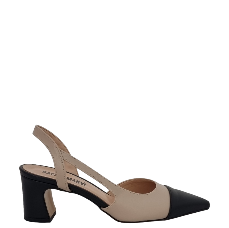 Decollete chanel bicolore nude e nero con tacco comodo