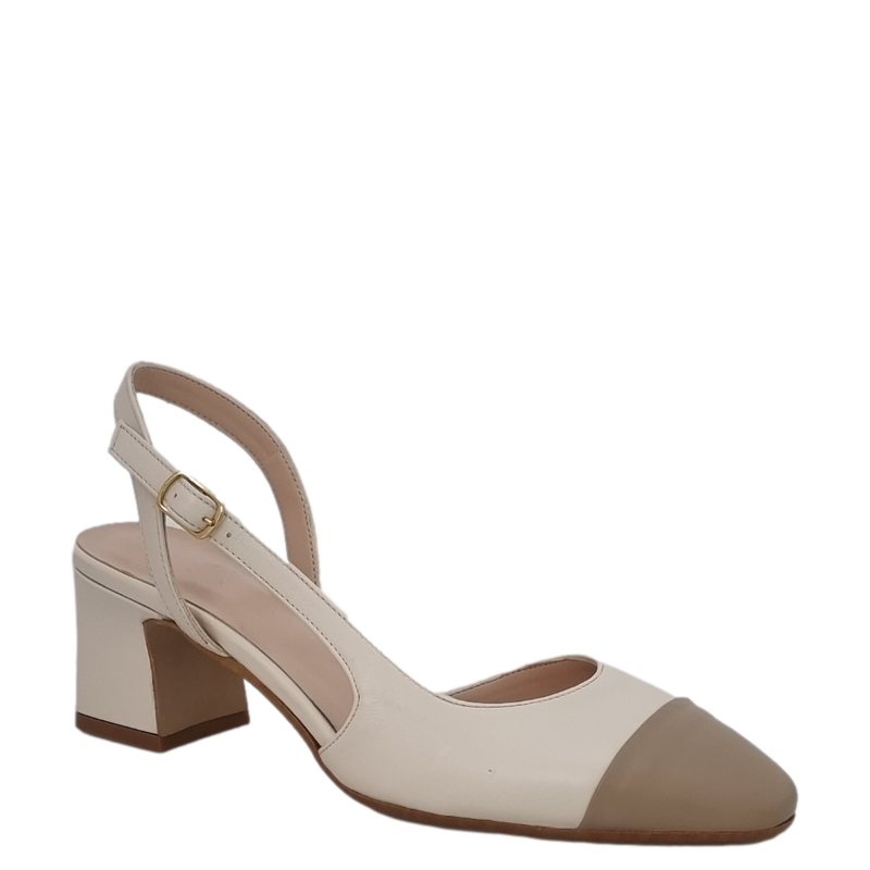 Chanel bicolore panna e nude con tacco comodo – Rachelmarvi