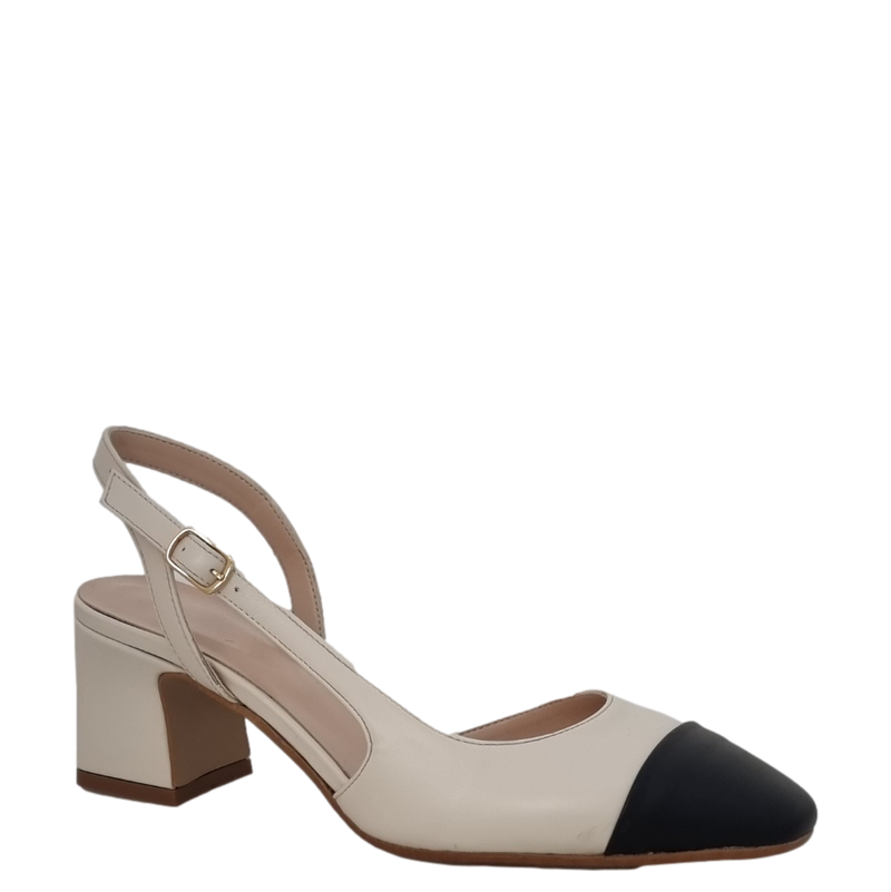 Chanel bicolore panna e nero con tacco comodo – Rachelmarvi