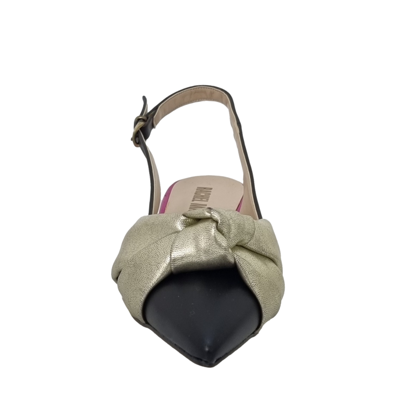 Ballerine chanel a punta con nodo nero fuxia oro