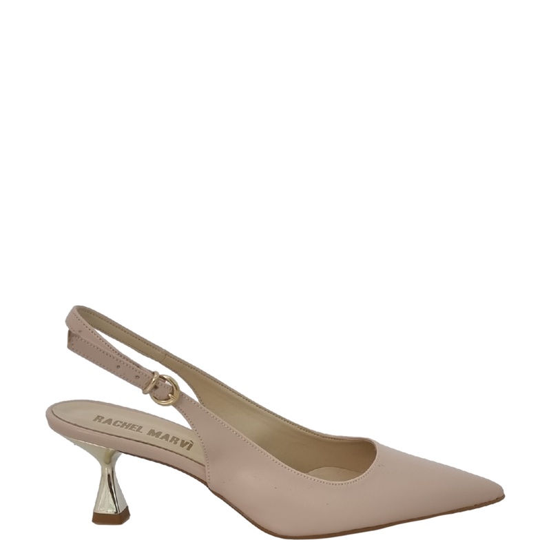 Decollete chanel nude con tacco particolare oro Rachelmarvi