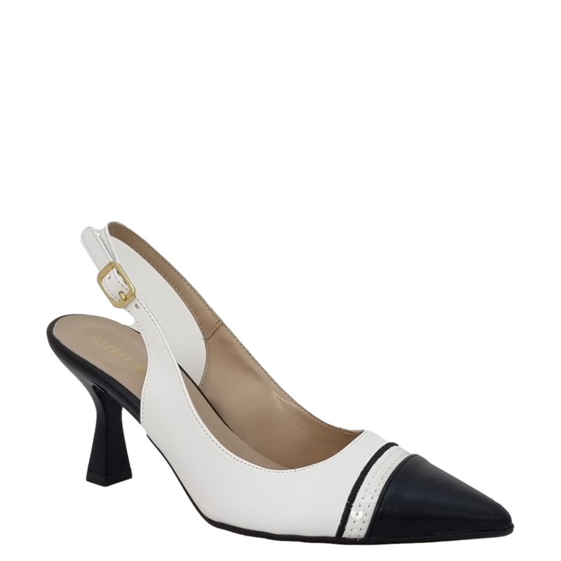 Decollete chanel bicolore con tacco laccato