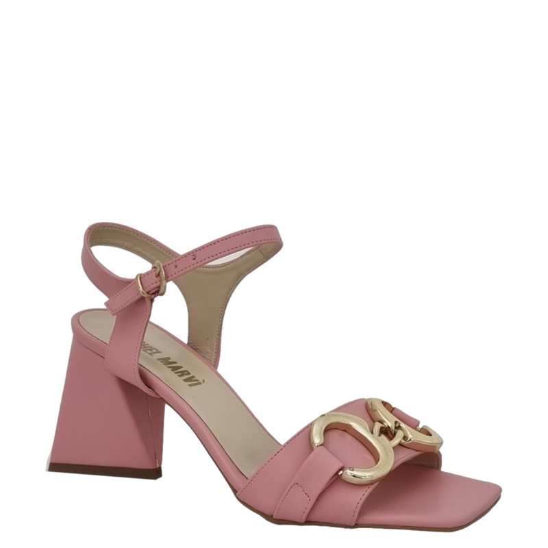 Sandali con sales tacco oro rosa