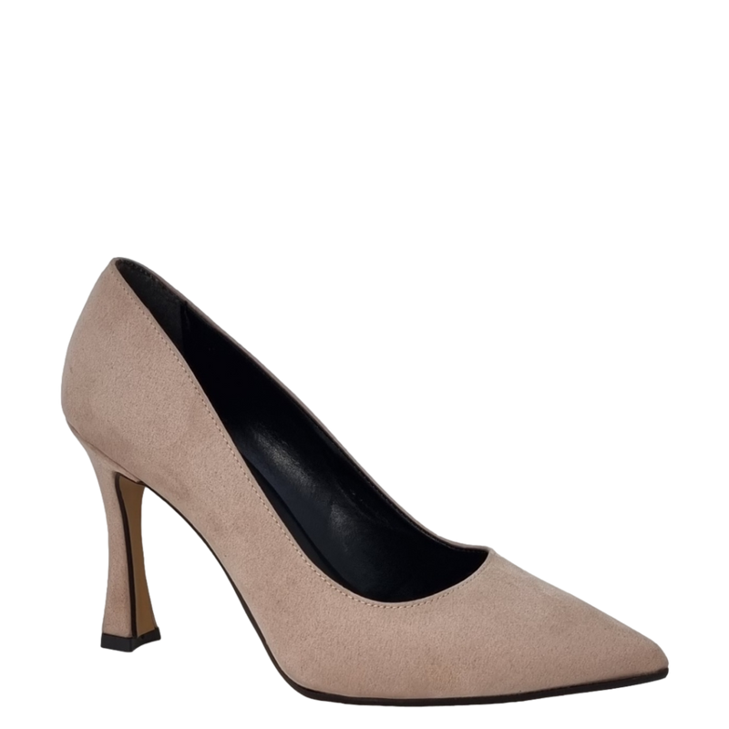 Decollete tacco alto in camoscio beige F W