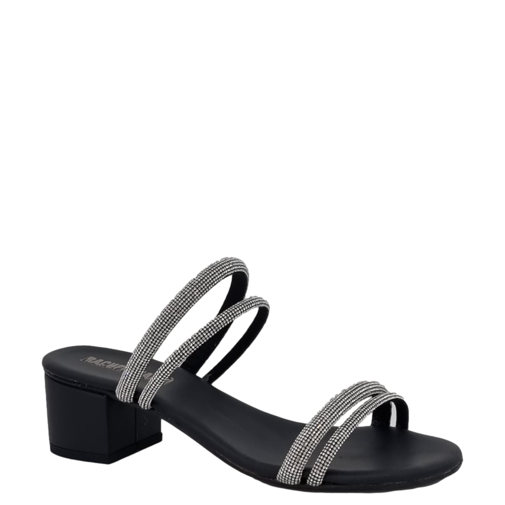 Sandali eleganti neri con tacco basso e comodo