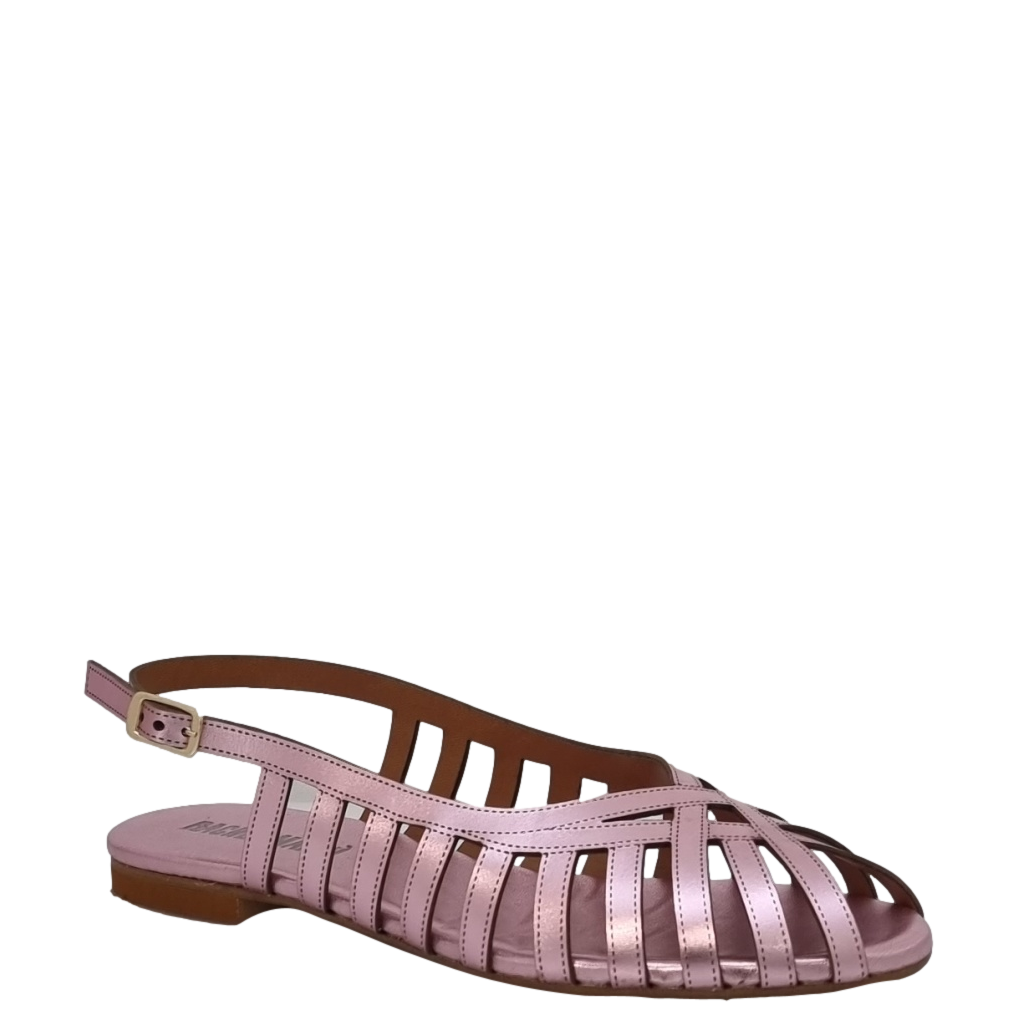 Sandali bassi gabbia laminato rosa