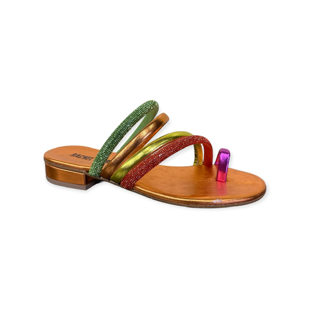 Sandali infradito eleganti multicolor con tacco basso