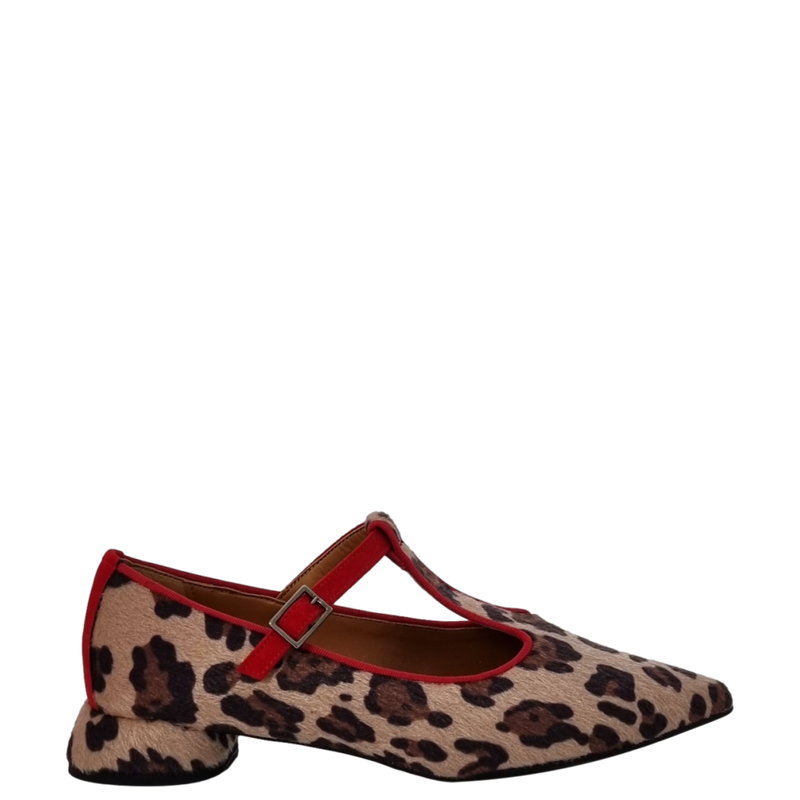 Ballerine animalier a punta con tacco a isola F/W