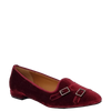 Ballerine a due fibbie in velluto bordeaux con tacco basso F/W