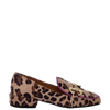 Mocassini animalier leopardati a punta quadrata e accessorio oro F/W