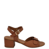 Sandali in pelle cuoio con tacco basso e comodo