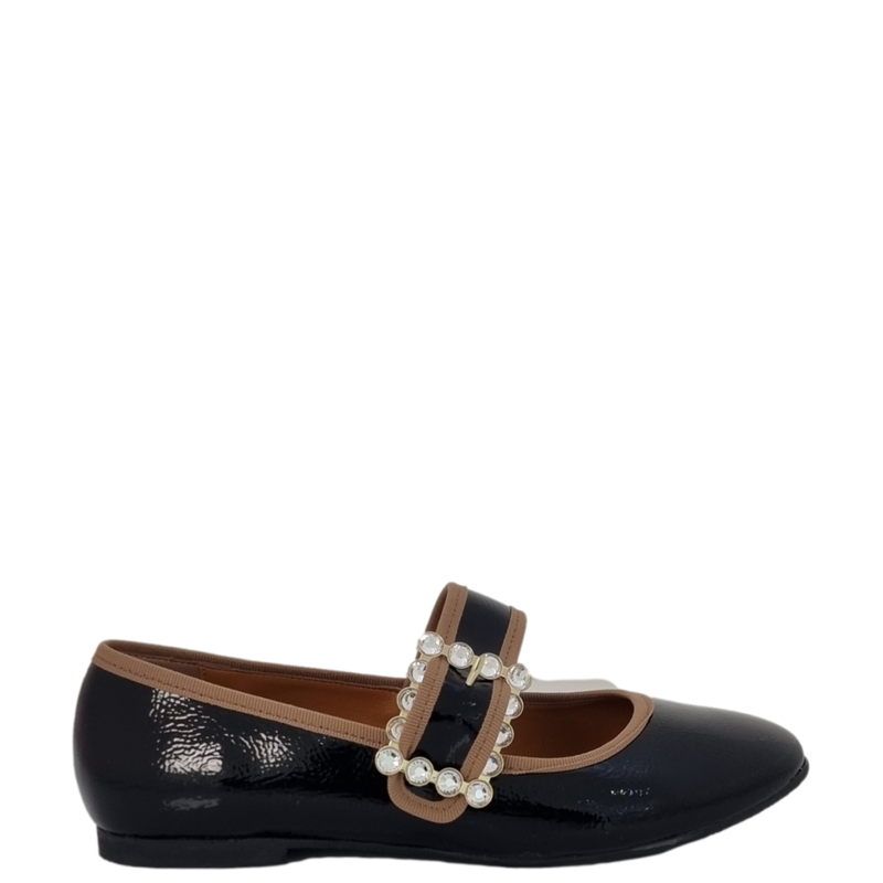 Ballerine naplak nero con fibbia e accessorio F/W