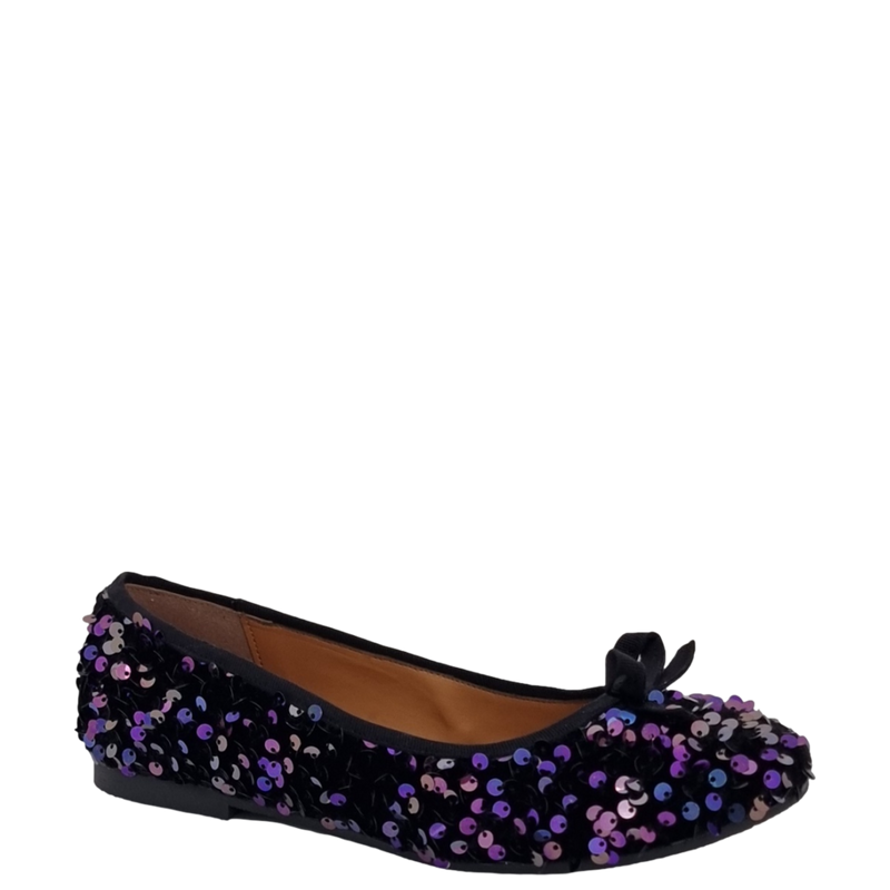 Ballerine con paillettes nero violet F/W