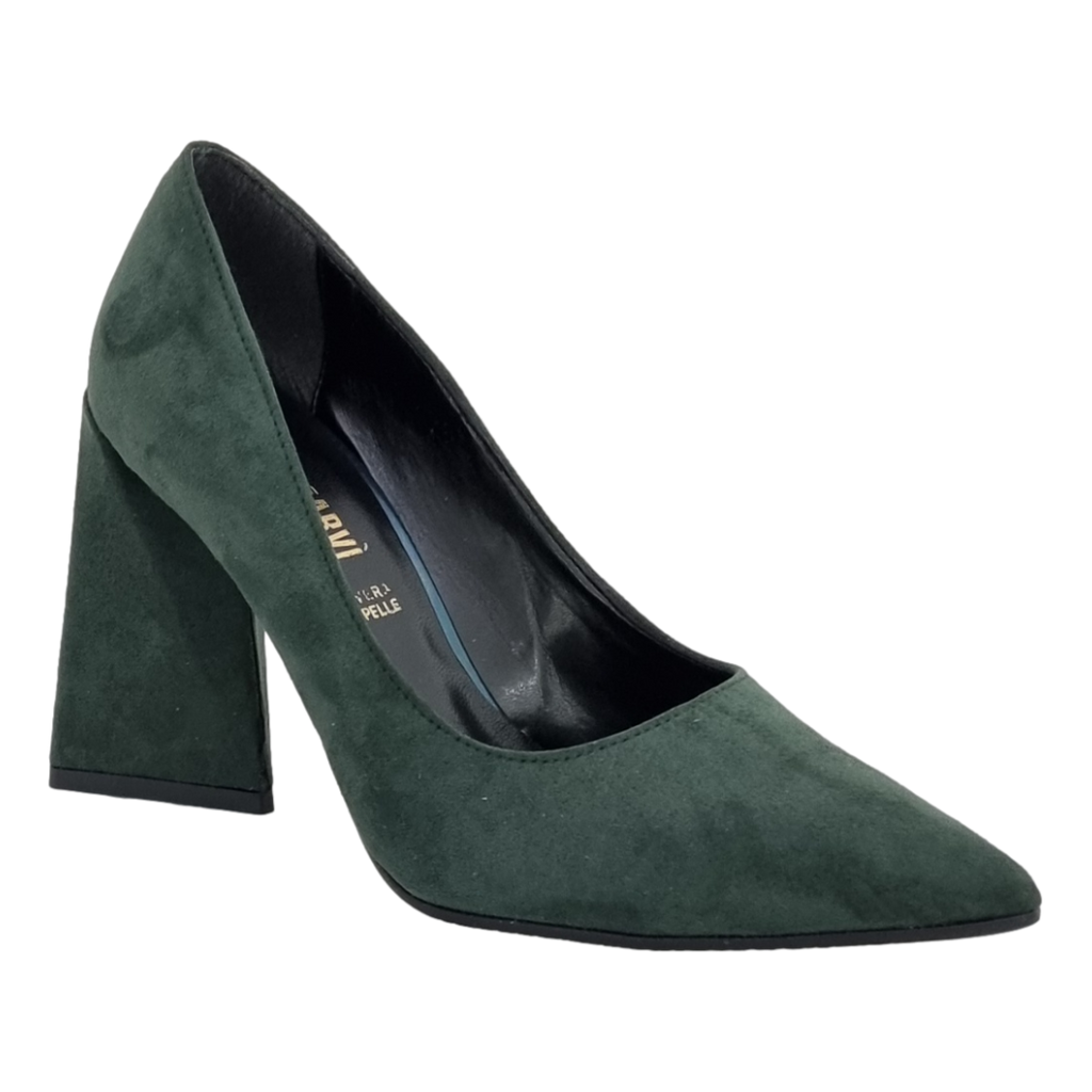 Decoltè camoscio verde tacco a piramide F/W