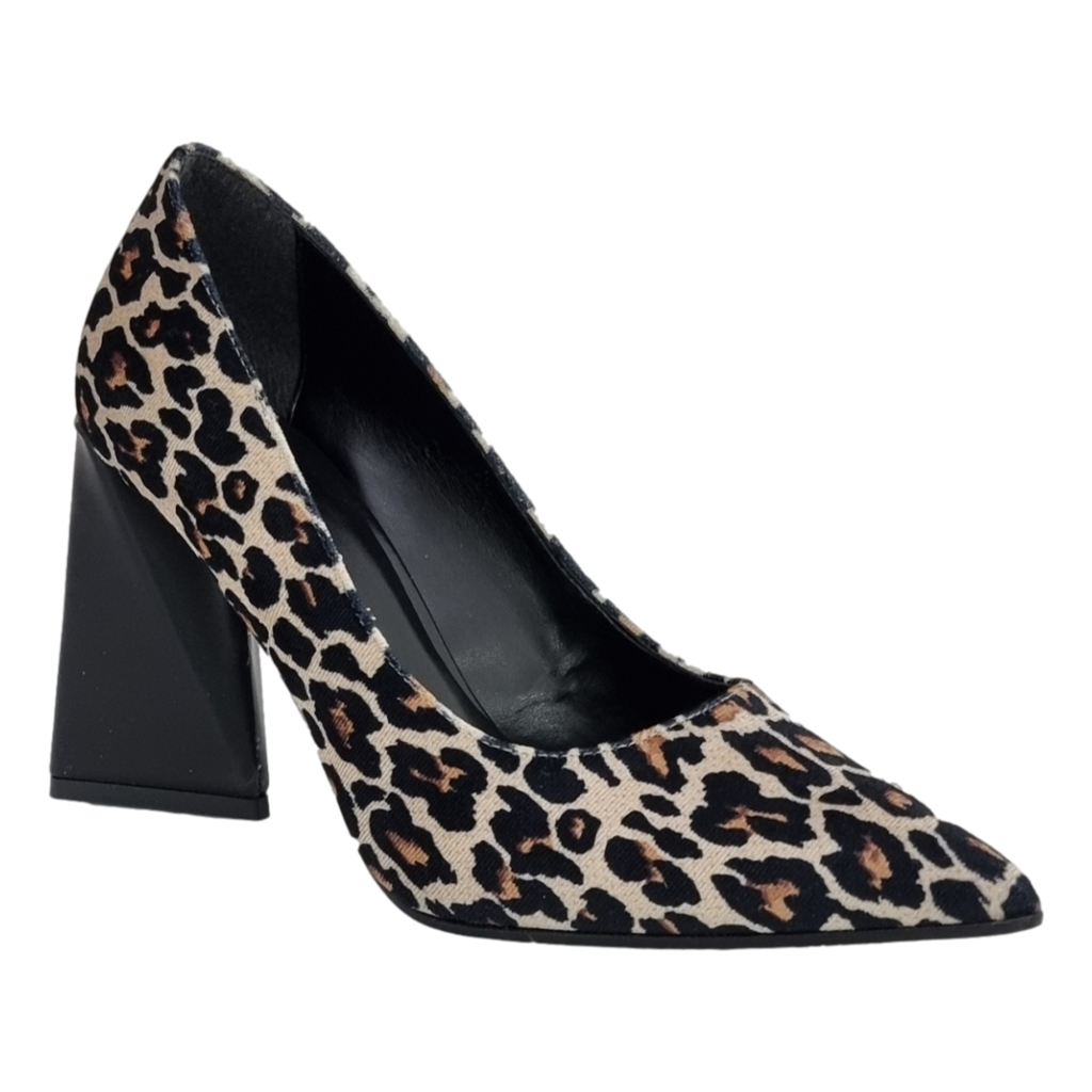 Decoltè animalier leopardo tacco a piramide F/W