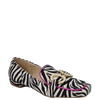 Mocassini animalier con tacco basso punta quadrata e accessorio oro