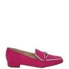 Mocassini fuxia con tacco basso punta semi quadrata e accessorio silver
