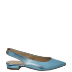 Ballerine a punta in laminato celeste con tacco basso