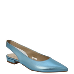 Ballerine a punta in laminato celeste con tacco basso