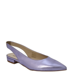 Ballerine a punta in laminato viola con tacco basso