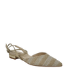 Ballerine a punta in rafia beige oro con laccetti alla schiava