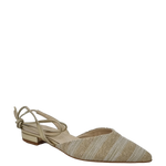 Ballerine a punta in rafia beige oro con laccetti alla schiava