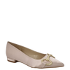 Ballerine a punta in raso cipria con accessorio oro