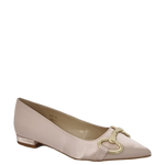 Ballerine a punta in raso cipria con accessorio oro