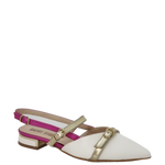 Ballerine chanel a punta bianco fuxia oro