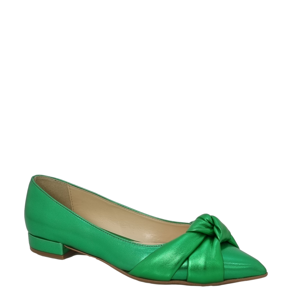 Ballerine a punta con nodo verde