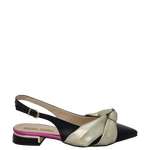 Ballerine chanel a punta con nodo nero fuxia oro