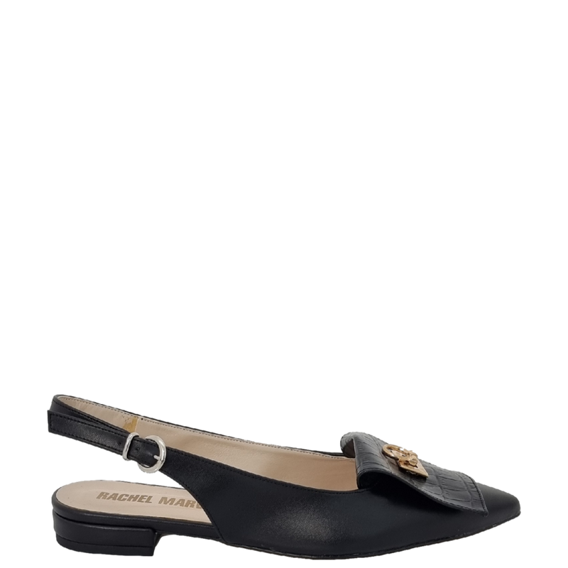 Ballerine chanel a punta nera con accessorio