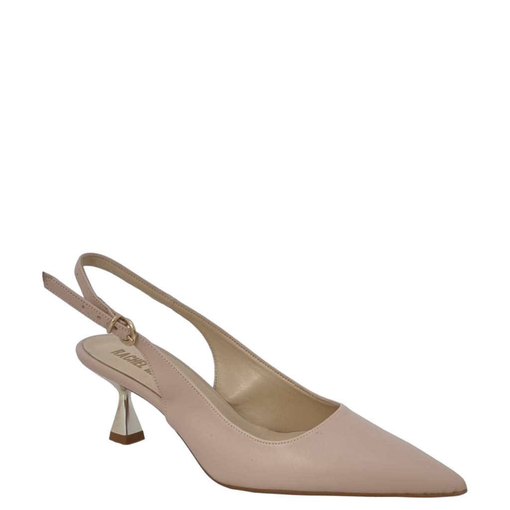Décolleté chanel nude con tacco particolare oro