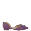 Ballerine viola a punta aperte ai lati con accessorio multicolor