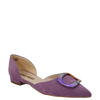 Ballerine viola a punta aperte ai lati con accessorio multicolor