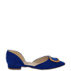 Ballerine bluette a punta aperte ai lati con accessorio multicolor