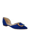 Ballerine bluette a punta aperte ai lati con accessorio multicolor