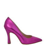 Décolleté laminato fuxia con tacco alto