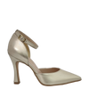 Décolleté con cinturino laminato oro tacco alto