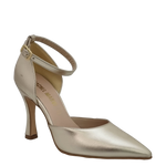 Décolleté con cinturino laminato oro tacco alto
