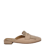 Mules nude a punta quadrata con frange