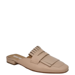 Mules nude a punta quadrata con frange