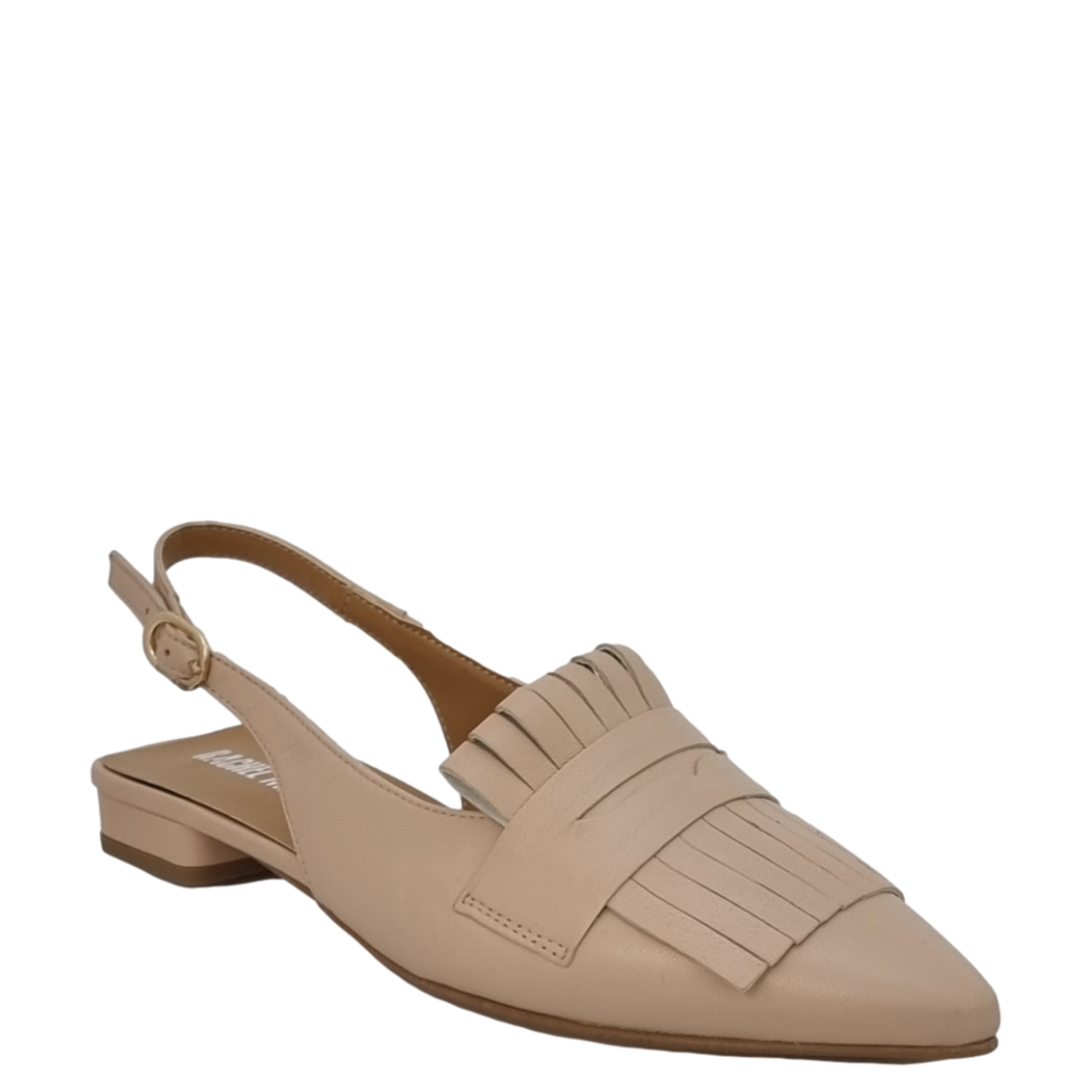 Ballerine nude a punta con frange