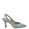 Décolleté chanel laminato verde con tacco medio