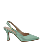 Décolleté chanel laminato verde con tacco medio