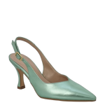 Décolleté chanel laminato verde con tacco medio