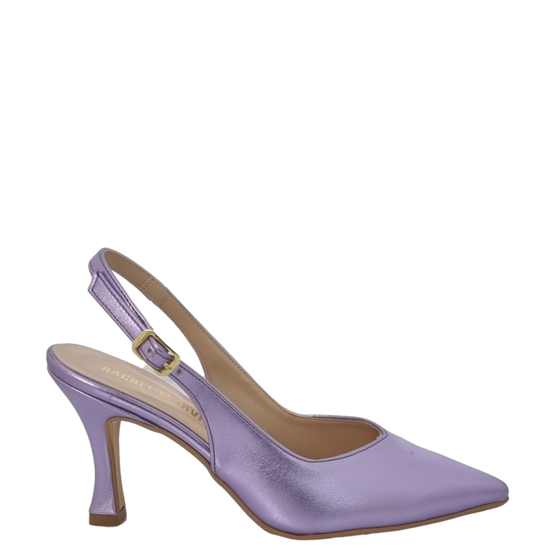 Décolleté chanel laminato glicine con tacco medio
