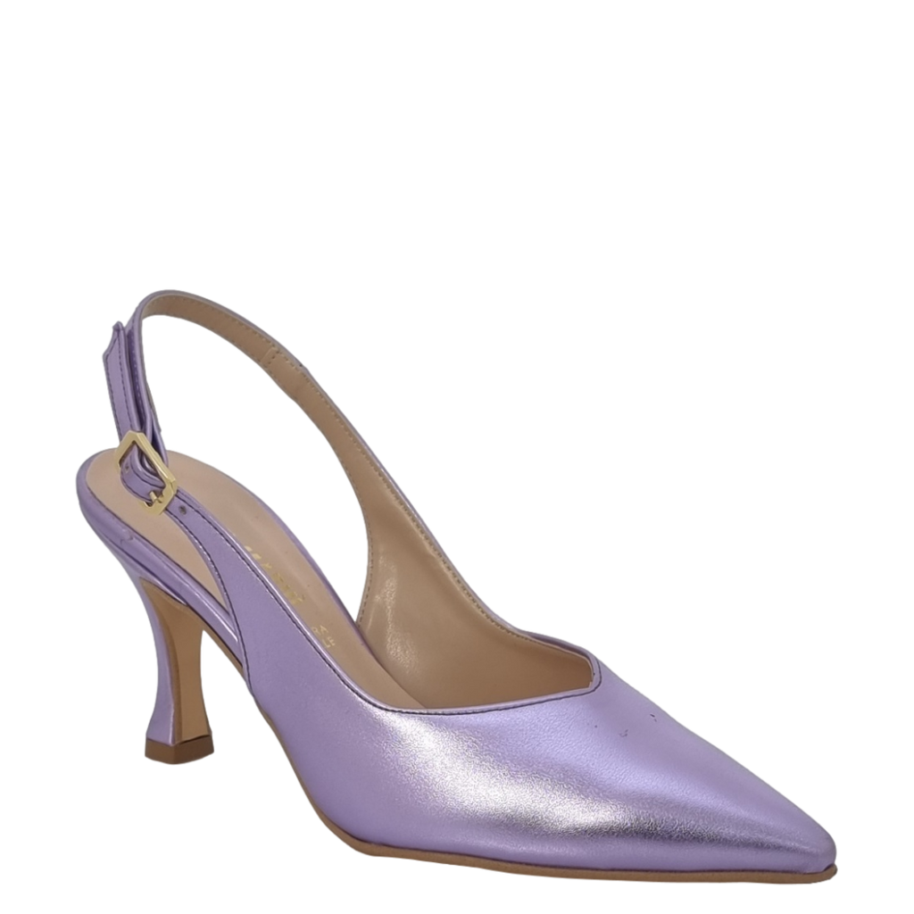 Décolleté chanel laminato glicine con tacco medio